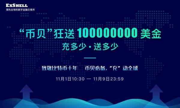 数字金融交易所币贝（ExShell）全球同步上线 豪掷1亿美金拉新