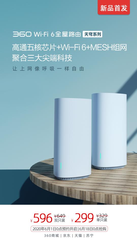 三大尖端科技抢夺WiFi6市场，新品360全屋路由来了！