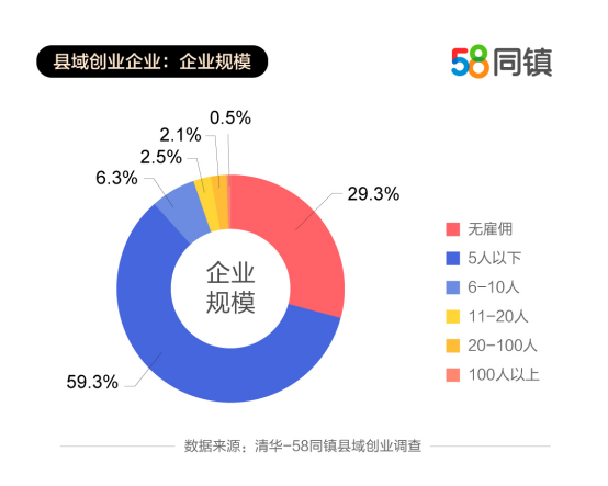 58同镇联合清华发布《县域创业报告》：大学生创业者近1/6，企业年营收均值5-7万元