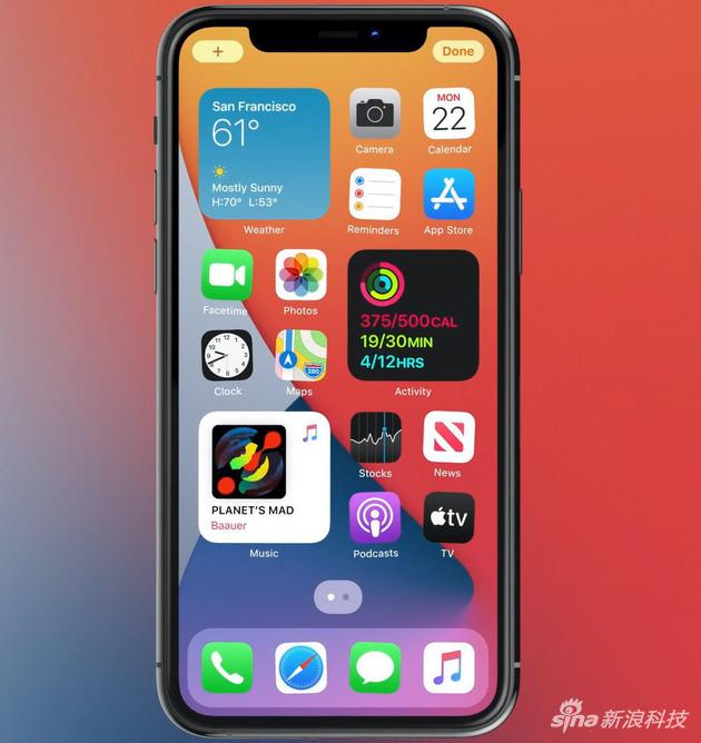 iOS 14的主屏幕支持组件（Widgets） 功能