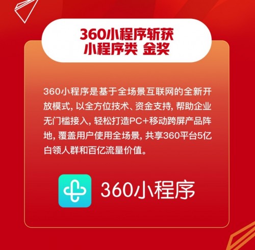 360小程序斩获2020年TopDigital小程序类金奖