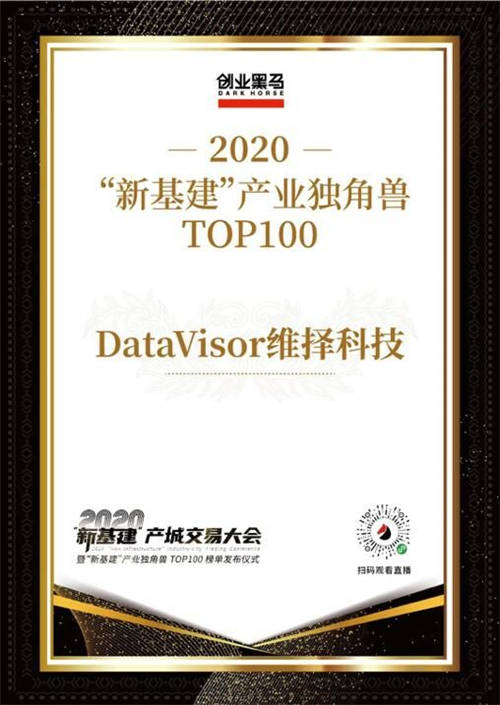 维择科技入围创业黑马“新基建产业独角兽TOP100”榜单