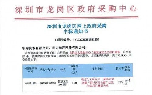 又是华为，华为政务云市场连下四单金额破9亿！