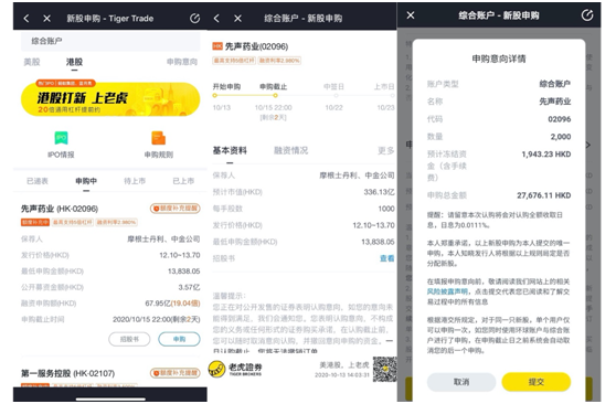 先声药业冲刺港交所今起招股，老虎证券打新通道已开启