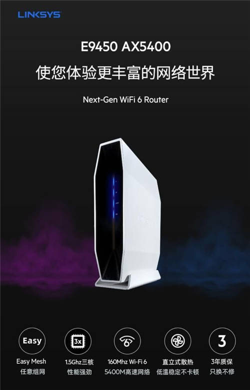 Linksys 推出 E9450 和 E8450 EasyMesh WiFi 6 双频路由器