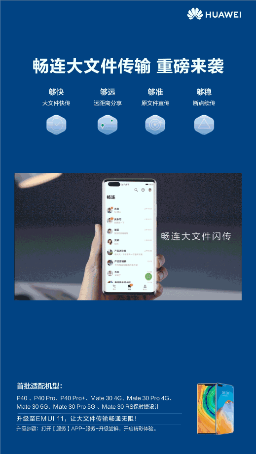 这8款手机喜提EMUI11 OTA更新，畅连大文件闪传功能亮眼