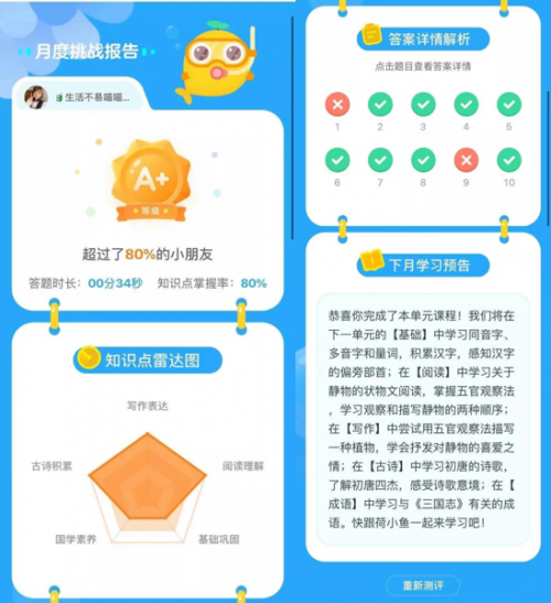 督学更及时，孩子更爱学——荷小鱼三大测评体系全面升级