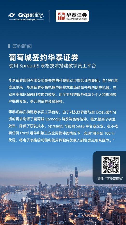 华泰证券使用SpreadJS表格技术搭建数字员工平台，促进数字中国高质量发展