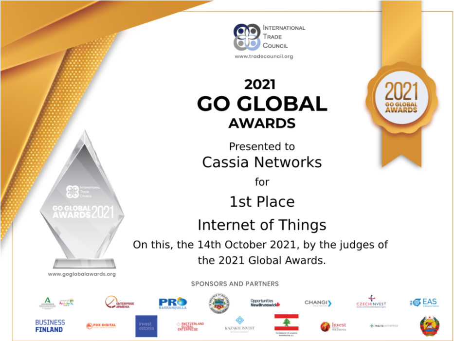 桂花网(Cassia Networks)荣获国际贸易理事会“2021 Go Global Awards”物联网类金奖