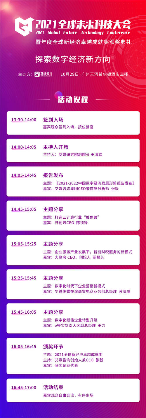 洞见数字经济未来，2021全球未来科技大会将于10月29日隆重举行