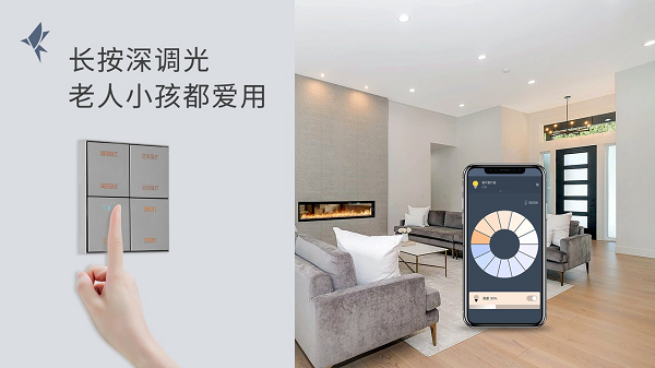 小燕科技推出轻奢型智能墙壁开关“银凤”，长按可
调光