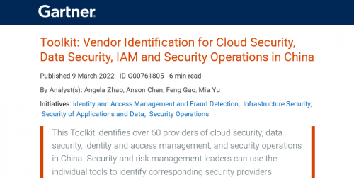 芯盾时代实力入选Gartner Toolkit报告 IAM领域