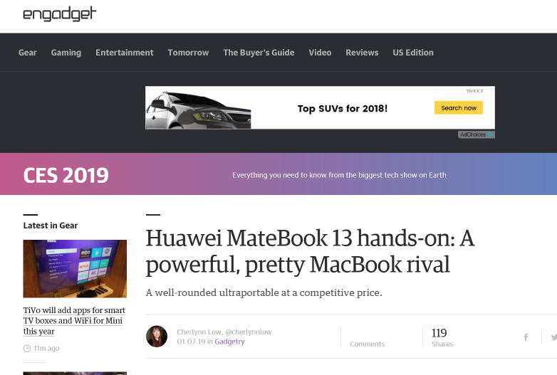 再夺权威CES大奖！HUAWEI MateBook 13出海“亮剑”，实力爆红