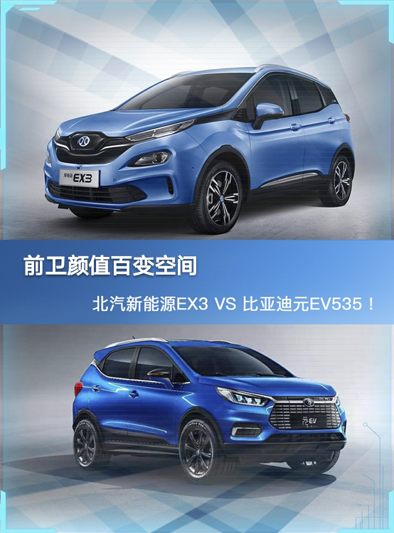 新潮造型多变空间 北汽新能源EX3 VS比亚迪元EV535