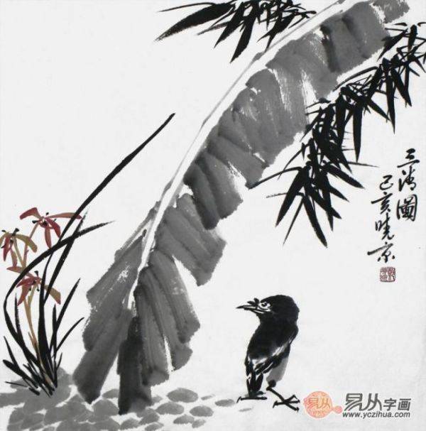 郑晓京老师作品：写意芭蕉国画 笔墨酣畅淋漓