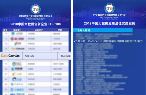 DataCanvas九章云极入选中国大数据行业应用TOP Choice 2019