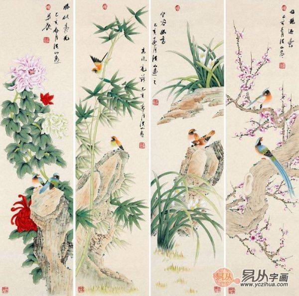 这些精美的沙发背景墙花鸟画，绝对吸人眼球！