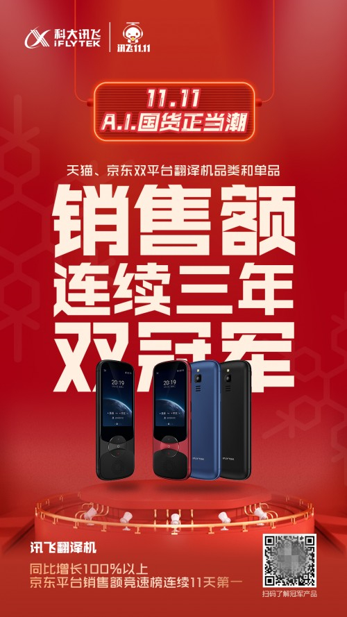 双十一战绩哪家强？人工智能产品看科大讯飞六冠王！