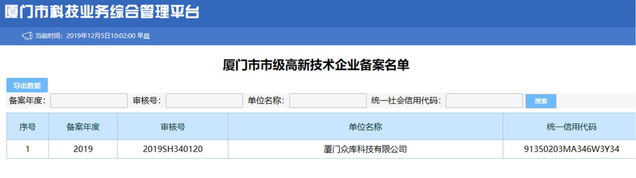 喜讯！众库科技荣获国家级“高新技术企业”称号