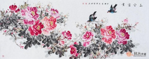 家里挂花鸟画好吗？丁珂手绘牡丹国画，挂在家里好看又吉祥