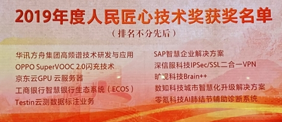 零氪科技荣获人民网“2019年度人民匠心技术奖”