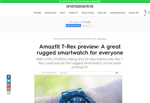 军标认证+户外风格，华米科技 Amazfit T-Rex 手表媒体口碑持续走高