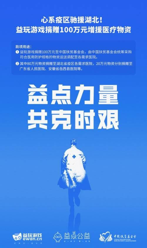 益玩游戏助力全国抗击肺炎疫情，100万医疗物资陆续送达