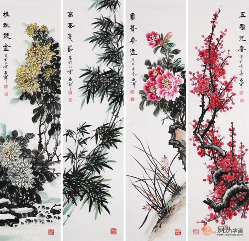 客厅白墙挂什么装饰画好，这几幅花鸟国画作品最合适了